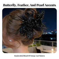 Delicate Tassel Grip Fastener Enchanting Aura Delicate Tassel Hair Grip Feather Bead Hair Fastener Elegant Design Lightweight