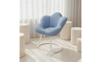 Soft Textile Fluffy Back Vanity Chair Ergonomic Backrest Flower Shaped Chair High-Density Foam Luxuriously Soft Makeup Stool Stable Base for Girls, Women, Dressing Room, Bedroom