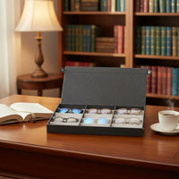 15 Slot Glasses Case Soft Textile Plush Interior Eyewear Collection Box
