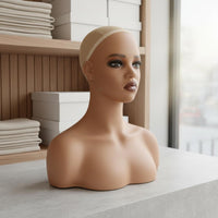 Shoulder Mannequin Bust PVC Realistic Head Bust for Salon Stylists
