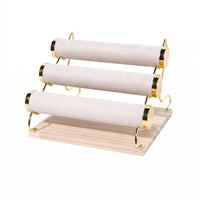 Three Tier Jewelry Display Rack Rounded Ends Three-Tier Jewelry Stand Golden