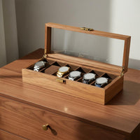 Wood Grain Watch Storage Box Multi-Functional Watch Collection Display Case Large Capacity Metal Clasp