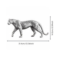 Resin Leopard Sculpture Electroplated Big Cat Figurine Luxury Look Sitting Statue for Living Room, Office Desk, Shelf