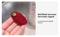 Red Plush Shark Hair Clip, Festive New Year Hair Grip, Soft Fabric, Updo, Bangs Holder for Women