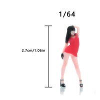 1/64 Scale Female Figure Collectible Red Dress Woman Figurine Hand Painted