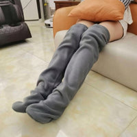 Fleece Leg Warmers Elasticized Thigh High Socks Leg Warmers Warm Apparel Comfortable for Women, Cold Weather, Lounging