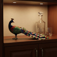 2 Pieces Peacock Decorative Figurine Enamel Finish Home Decor for Display Shelf