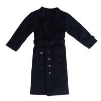 Matte Finish Button Closure Black Figure Trench Coat Figure Outerwear 1/6 Scale Trench Coat