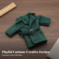 OB11 Doll Coat Long Design 1/12 Scale Doll Outerwear Belted Design Miniature Trench Coat for Hobbyists