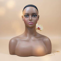 Hairpiece Display Head with Makeup Female Mannequin Bust Ear Holes Mannequin Head Bust for Hair Salon Owners