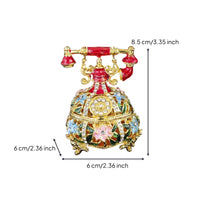 Telephone Jewelry Box Enameled Telephone Trinket Box Compact for Dresser