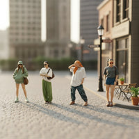 4 Pieces Miniature Figure Painted Scale Model Figure Toy Detailed Fully Assembled for Collectors, Dioramas, Street Layouts