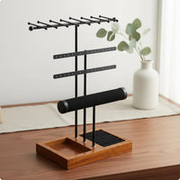 Multi-Layer Metal Jewelry Display Space-Saving T-Shaped Bar Jewelry Stand