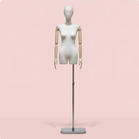 Half-Body Female Mannequin Telescopic Clothing Form Mirrored Base