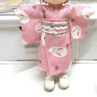 Doll Kimono Set Wrap-Front Japanese-Style Doll Robe Outfit Braided Trim Toy Clothing