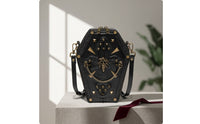 Crossbody Bag with Shoulder Strap Edgy Casket-Shaped Bag Eye-Catching for Goths