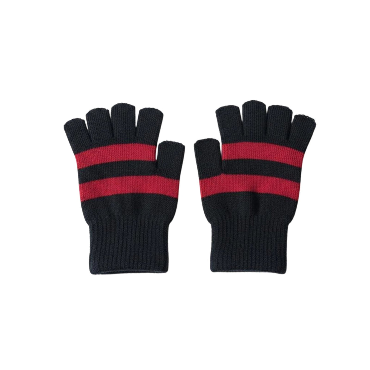 Autumn Winter Knitted Fingerless Gloves, Fleece Lined, Unisex Striped, Warm Half Finger, Student Outdoor Writing Cycling Driving