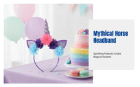 Children's Magical Horse Headband, Handmade Silk, Floral Design, Festive Gathering, Stage Performance, Multicolor, Photo Prop