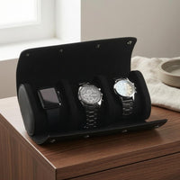 Watch Roll Cylindrical Travel Watch Case Lined Interior