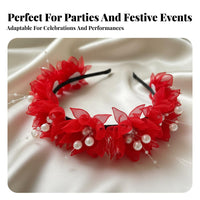 Floral Hairband for Children, Flower Wreath Headband, Tulle Mesh, Sweet Korean Design, Handmade, Event, Bride