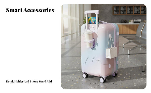 Gradient Color Design Ice Cream Design Trolley Telescopic Handle Hardshell Suitcase Combination Lock Rolling Luggage Scratch Resistant for Travelers, Vacationers, Young Adults, Vacation, School Trip, Airport