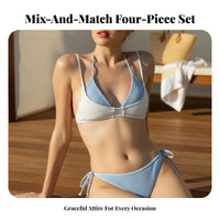 4 Pieces Adjustable Fit Layered Halter Bikini Set Comfortable Wear DIY Mix and Match Swimsuit for Young Adults, Summer, Swimming, Sunbathing