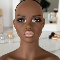 Black Hair Mannequin Head Ear Holes Jewelry Display Bust Long-Lasting for Photo