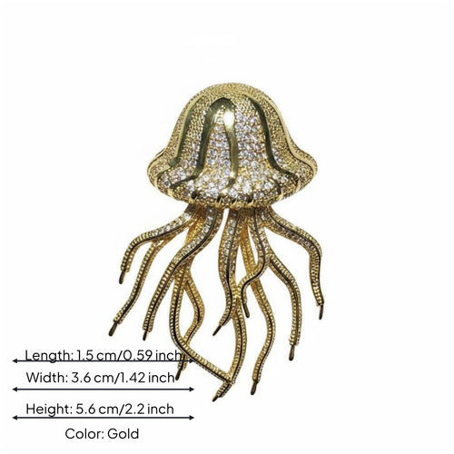 Jellyfish Brooch High-End Pearl Jellyfish Pin Crystal Paved for Weddings