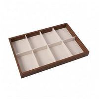 Walnut Jewelry Tray Beige Lined Household Storage Rectangular
