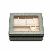 Watch Storage Organizer Zippered Jewelry Display Case Glass Lid for Dresser