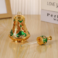 Ornate Perfume Bottle Openwork Bell-Shaped Glass Bottle Golden-Hued