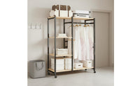 Carbon Steel Frame Clothes Rack with Shelves and Drawers Heavy Duty Accessible Closet System Easy to Move Metal Garment Rack Dust-Proof Curtain for Bedroom, Dorm Room