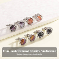 2 Pieces French Cuff Links Elegant Design Round Precious Stone Cufflinks