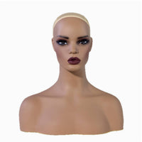 Head and Shoulders Mannequin Realistic Female Torso Form Skin-Tone