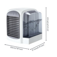 USB Mini Air Chiller Compact Bladeless Air White Cooling Unit and Gray Humidifying Fan for Office