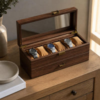 Double-Layer Watch Box Pull-out Drawer Glass Lid Display Case
