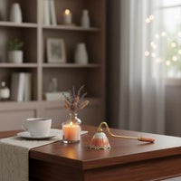 Long Handle Candle Wick Smotherer Smokeless Vintage Enamel Candle Wick Smotherer Dome Shaped Wick Extinguishing Tool Smoke-Clear