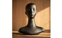 Mannequin Head with Shoulders Matte Display Bust with Shoulders Hairpiece Stand with Base Long-Neck Hat Display with Stand