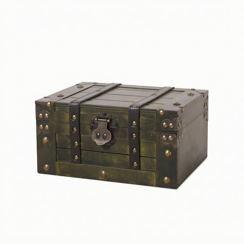 Vintage Wooden Chest with Lock Secure Wooden Storage Chest with Hinged Lid Classic Keepsake Box for Entryway
