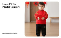 Infant New Year Costume, Chinese Style Tang Suit, Red Festive Dress, Boys & Girls, Soft Material