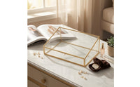 Jewelry Box with Glass Panels Gold-Tone Jewelry Display Case Elegant for Dresser