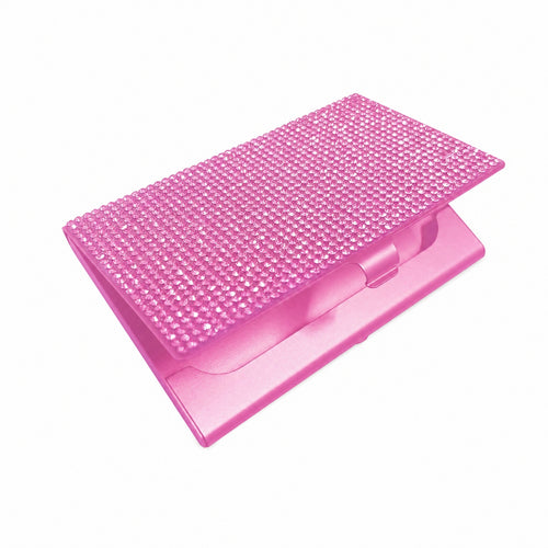 Card Holder with Latch Rhinestone Pocket Metal Case Sleek for Networking Events