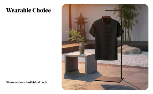 Loose Tang Suit Shirt for Men, Short Sleeve, Frog Button, Relaxed Chinese Style, Summer