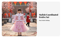 Girls Traditional Chinese Dress Set, Winter Thick Cheongsam, Padded Tang Suit, Warm Holiday Costume