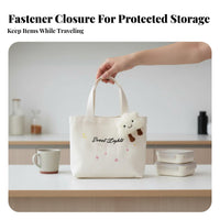 Small closureed Canvas Handbag Lightweight Lunch Pouch Minimalist Print for Women