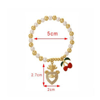 MOM Heart Charm Bracelet Mother's Day Gift Cherry Charm Bracelet Zircon Inlaid