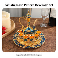 8 Pieces Vintage Metal Drinks Set Luxury Design European Design Vintage Drink Set Home Decoration for Wedding, Hotel