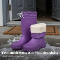 Waterproof Women's Rain Boots Comfortable Drawstring Winter Boots Easy On and Remove for Adults, Rainy Days, Commuting, Gardening