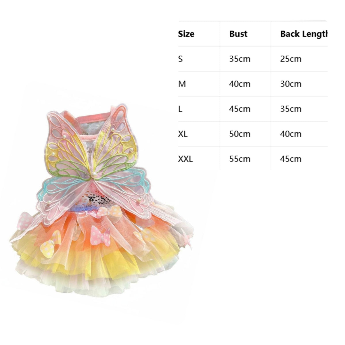 Rainbow Butterfly Pet Dress Pearl Embellished Summer Puppy Tutu for Photo Shoots