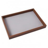 Wooden Jewelry Organizer Walnut-Colored Lined Accessory Tray Space-Saving